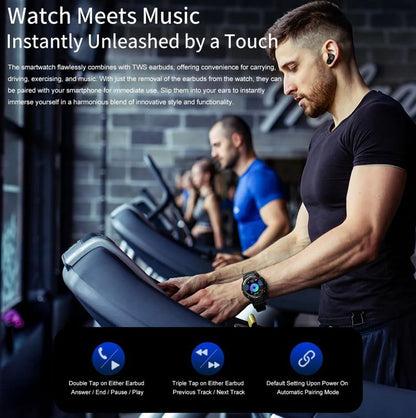 Smart Watch with Earbuds 3 in 1 Round Fitness Tracker 1.28inch Smartwatch for Men