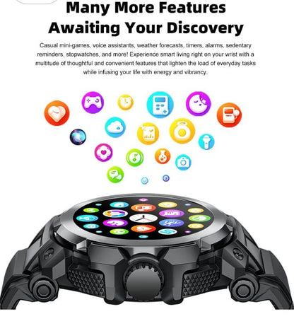 Smart Watch with Earbuds 3 in 1 Round Fitness Tracker 1.28inch Smartwatch for Men